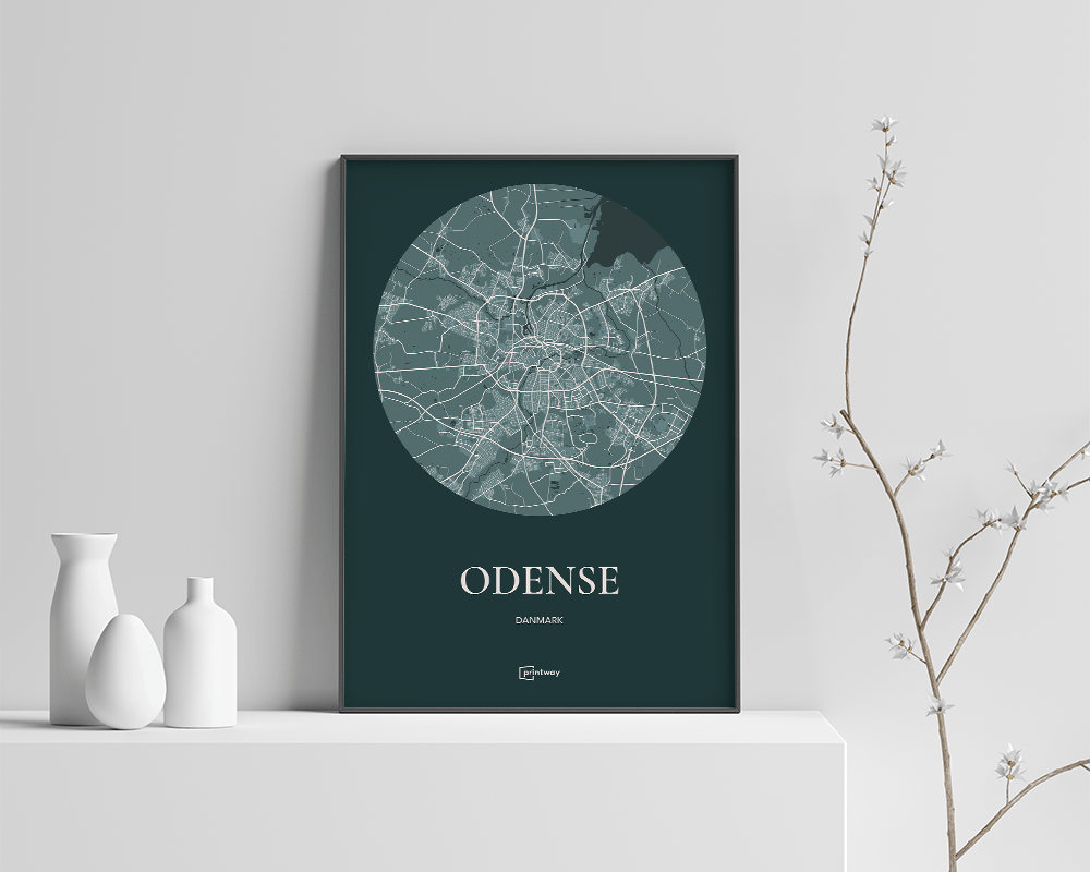 Odense Plakaten Rundt Kort Skovgrøn 70 100 Cm B1