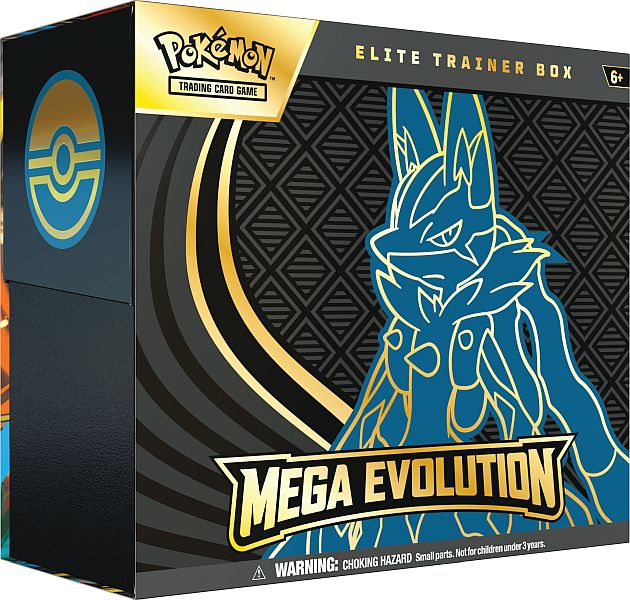 Pokemon Mega Evolution: Base Set Elite Trainer Box  Mega Lucario Riolu  Boks Med   Boosters  Promokort   Tilbeh 195 184