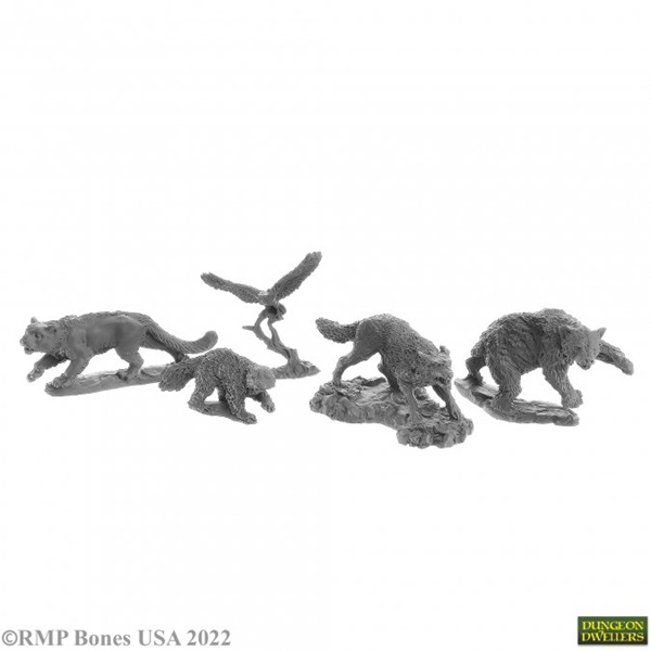 Reaper Bones Usa Dungeon Dwellers: Animal Companions     Plastic Miniatures