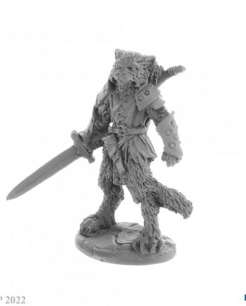 Reaper Bones Usa Reaper Legends: Catfolk Fighter  Mal Plastic Miniature