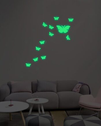 Selvlysende Sommerfugle Wallsticker    Stor  12 Små 13 Stk   Alt
