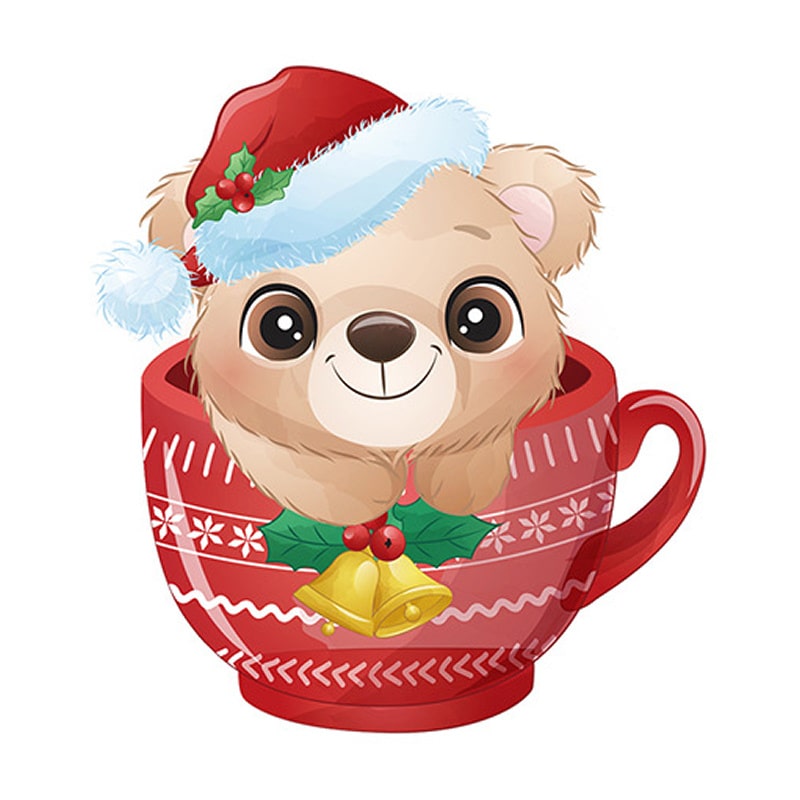 Sød Og Flot Jule Wallsticker Til Væg Eller På Toilettet Julebamse Kop
