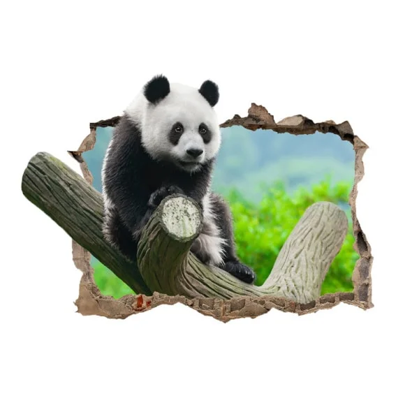 Sød Panda Wallsticker Hul Væggen 50x70cm