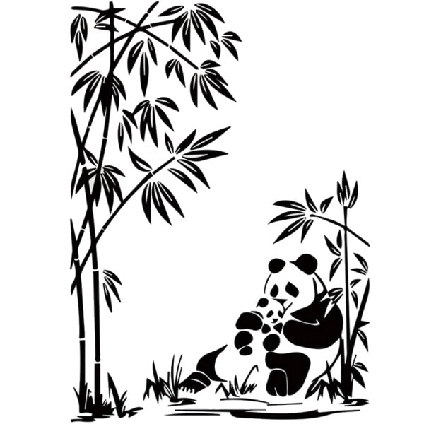 Sød Panda Wallsticker Mor Med Panda Unge 60x43cm