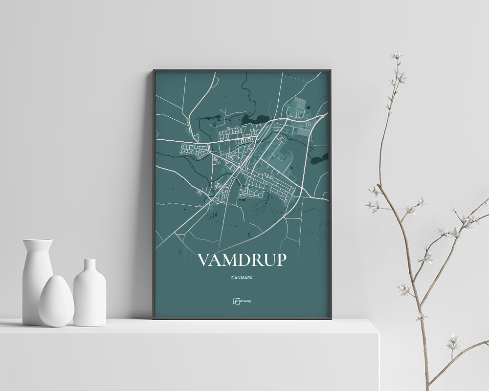 Vamdrup Plakaten Fuldt Kort Skovgrøn 70 100 Cm B1