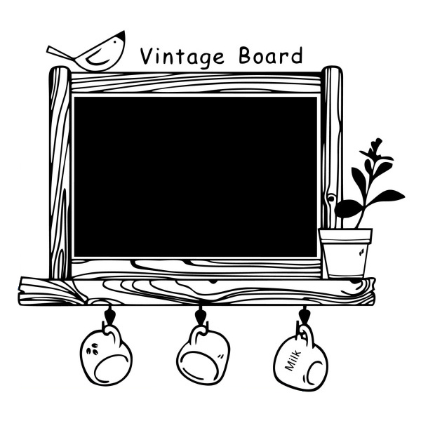 Vintage Board Wallsticker Tavle Til Kridt 98x86cm