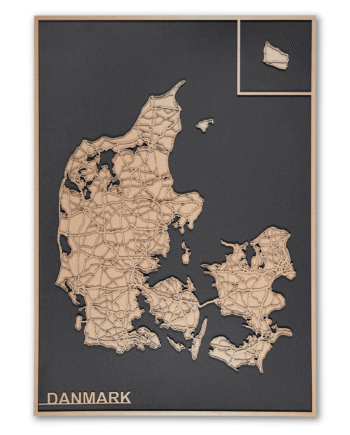 42   60 Cm  Sort Danmarks Kort