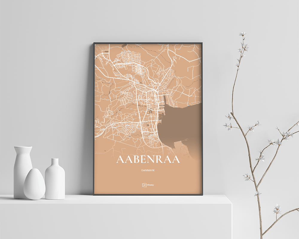 Aabenraa Plakaten Fuldt Kort Guld 70 100 Cm  B1