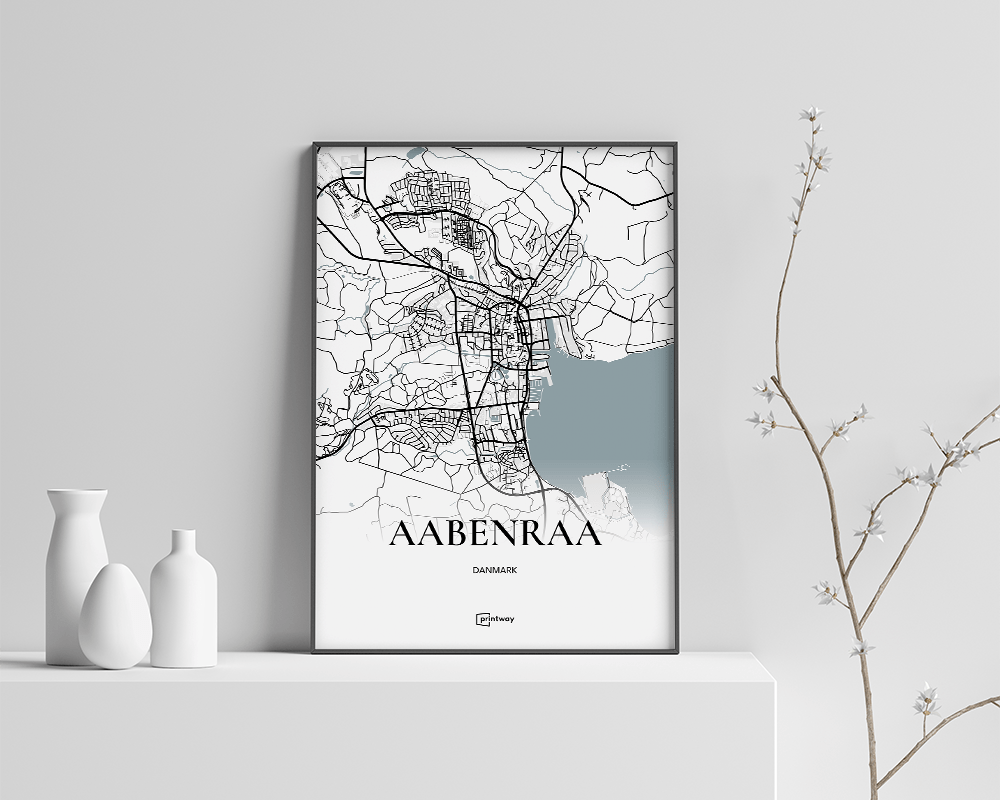 Aabenraa Plakaten Fuldt Kort Hvid 70 100 Cm  B1