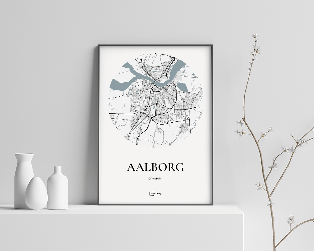 Aalborg Plakaten Rundt Kort Hvid 70 100 Cm  B1