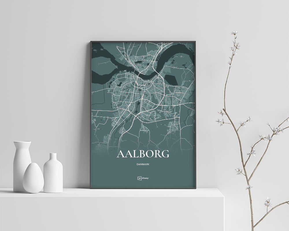 Aalborg Plakaten Fuldt Kort Skovgrøn 70 100 Cm  B1