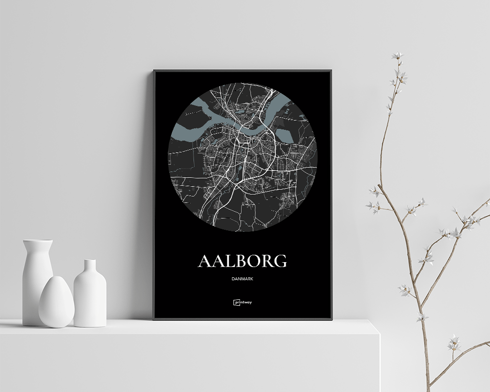 Aalborg Plakaten Rundt Kort Sort 70 100 Cm  B1