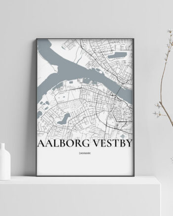 Aalborg Vestby Plakaten Fuldt Kort Hvid 70 100 Cm  B1