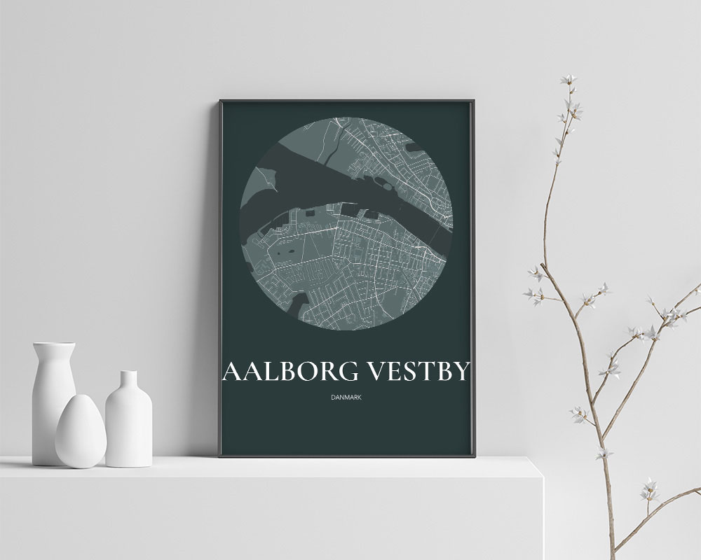 Aalborg Vestby Plakaten Rundt Kort Skovgrøn 70 100 Cm  B1