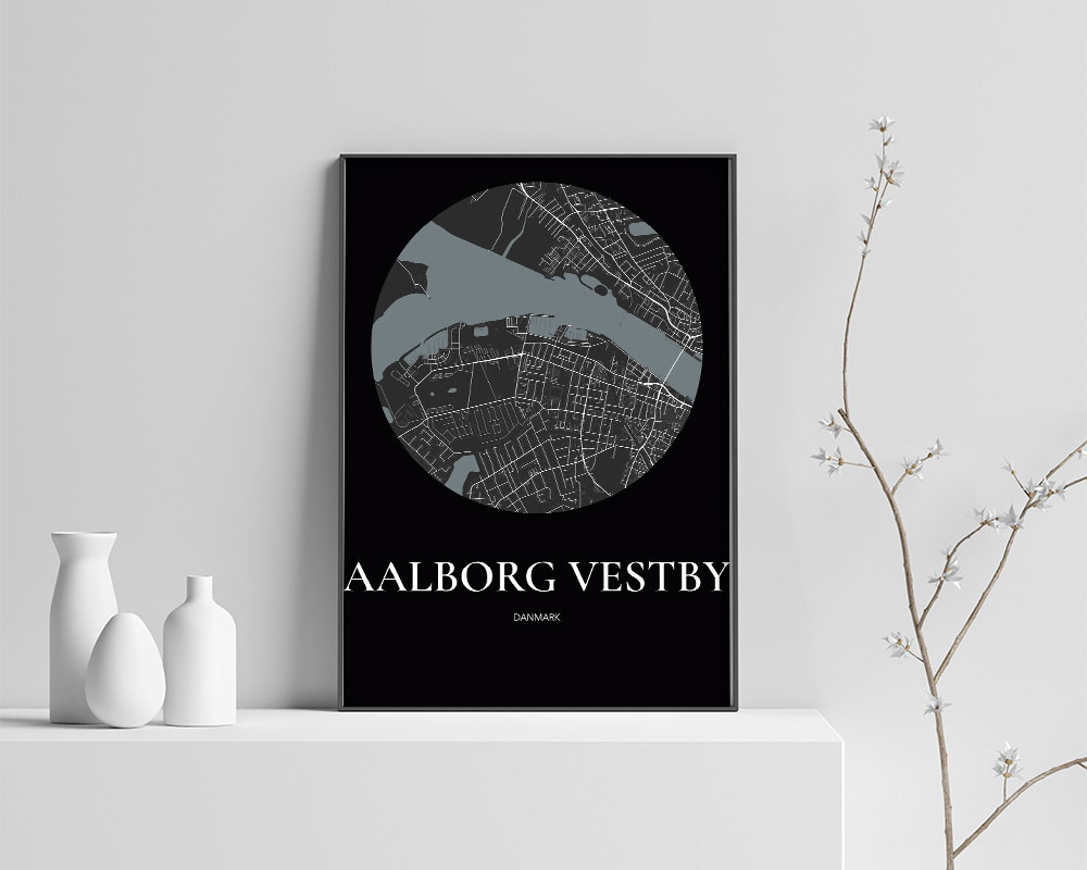 Aalborg Vestby Plakaten Rundt Kort Sort 70 100 Cm  B1