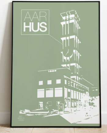 Aarhus-plakat Med Rådhustårnet Stor  Grøn  21   29    A4  Kr  199 -