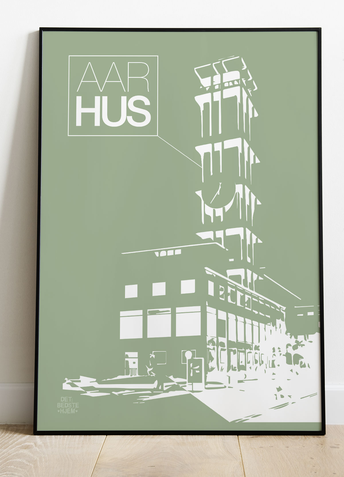 Aarhus-plakat Med Rådhustårnet Stor  Grøn  21   29    A4  Kr  199 -