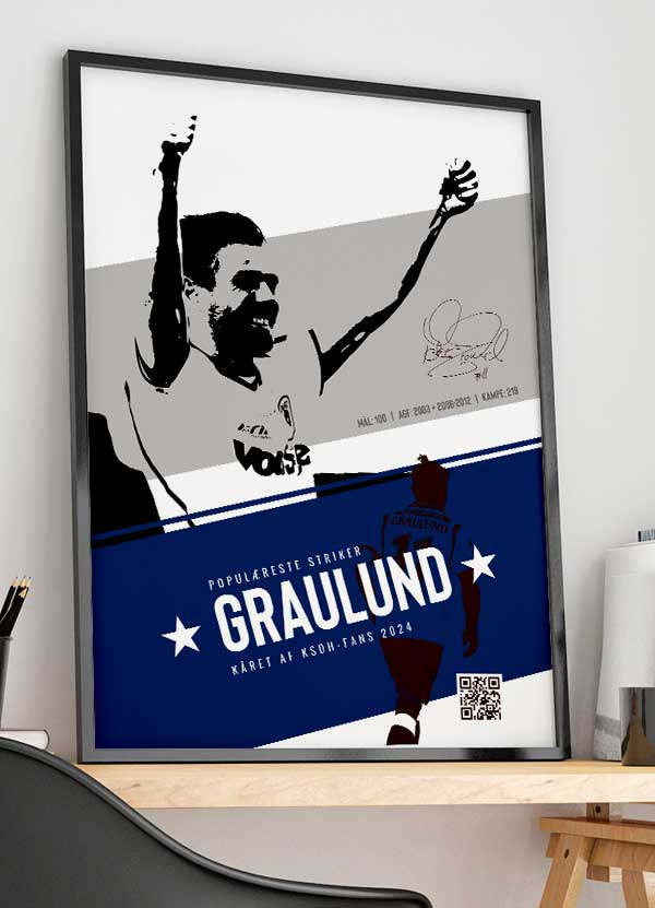 Agf-plakat Striker Peter Graulund 21   29    A4  Kr  199 -
