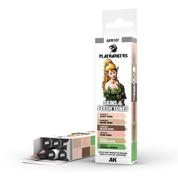 Ak Interactive Playmarkers Set: Skins Flesh Tones Paint Markers Malingstuscher