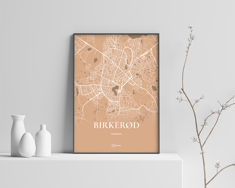 Birkerød Plakaten Fuldt Kort Guld 21 30 Cm  A4