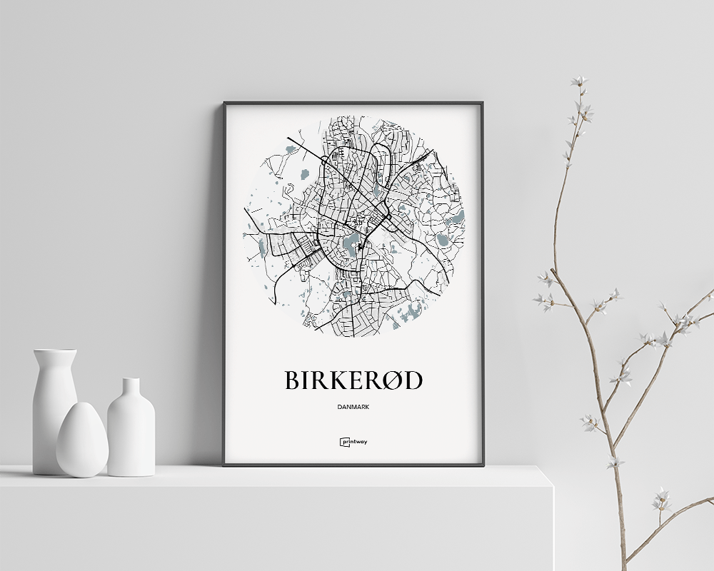 Birkerød Plakaten Rundt Kort Hvid 21 30 Cm  A4