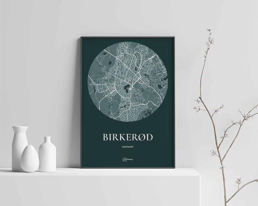 Birkerød Plakaten Rundt Kort Skovgrøn 21 30 Cm  A4