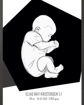 Birth Poster   Fødselsplakat  :  Fosterstilling Blå