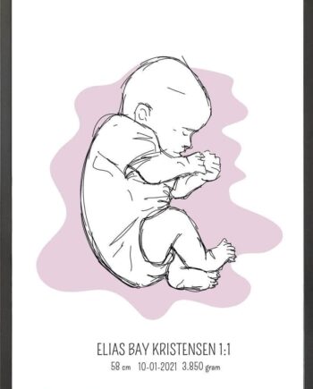Birth Poster   Fødselsplakat  :  Fosterstilling Blå