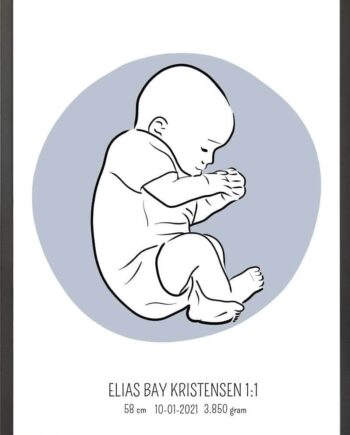 Birth Poster   Fødselsplakat  :  Fosterstilling Blå