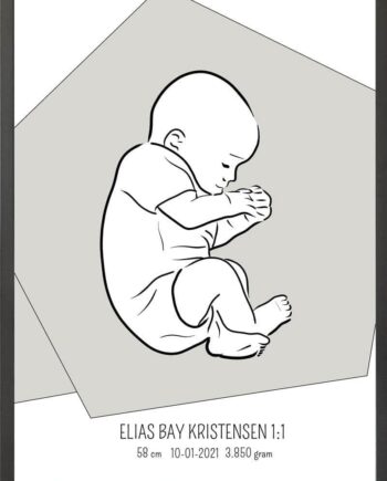 Birth Poster   Fødselsplakat  :  Fosterstilling Blå