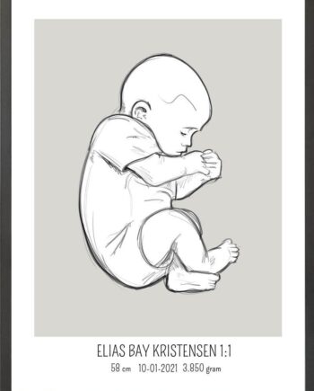 Birth Poster   Fødselsplakat  :  Fosterstilling Blå