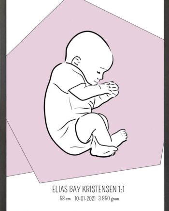 Birth Poster   Fødselsplakat  :  Fosterstilling Blå
