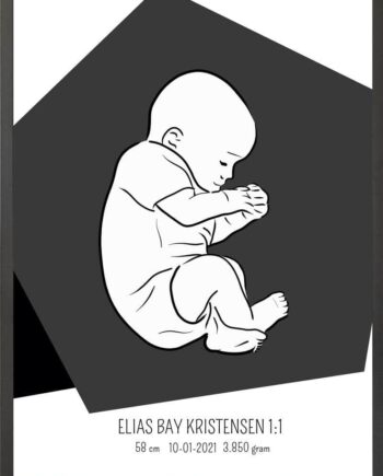 Birth Poster   Fødselsplakat  :  Fosterstilling Blå