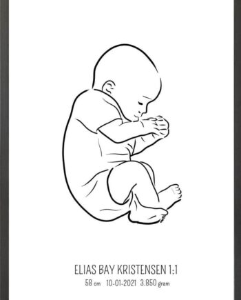 Birth Poster   Fødselsplakat  :  Fosterstilling Blå