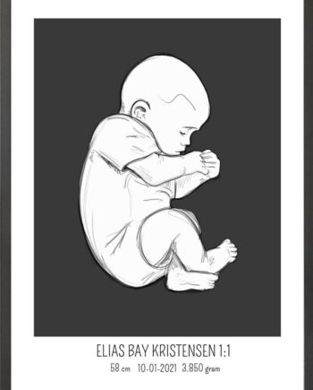 Birth Poster   Fødselsplakat  :  Fosterstilling Lyserød
