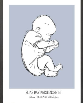 Birth Poster   Fødselsplakat  :  Fosterstilling Lyserød