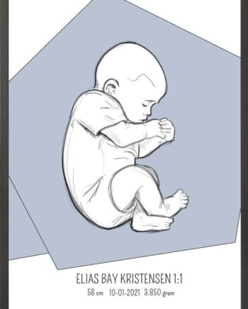 Birth Poster   Fødselsplakat  :  Fosterstilling Lyserød
