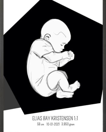 Birth Poster   Fødselsplakat  :  Fosterstilling Lyserød