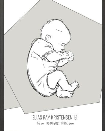 Birth Poster   Fødselsplakat  :  Fosterstilling Lyserød