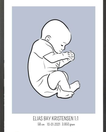 Birth Poster   Fødselsplakat  :  Fosterstilling Lyserød