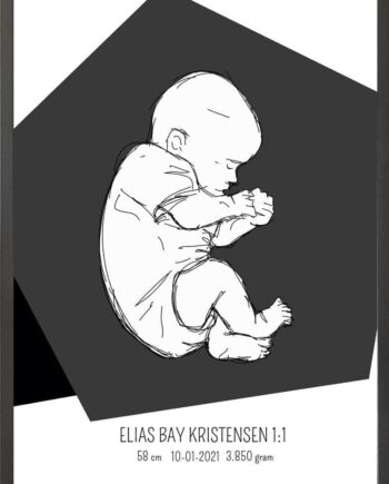 Birth Poster   Fødselsplakat  :  Fosterstilling Lyserød
