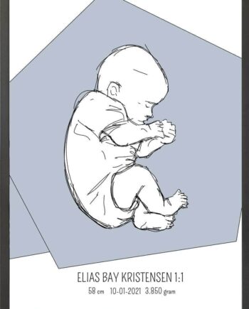 Birth Poster   Fødselsplakat  :  Fosterstilling Lyserød