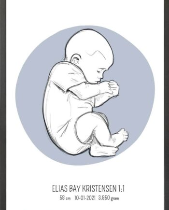 Birth Poster   Fødselsplakat  :  Fosterstilling Lyserød