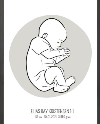 Birth Poster   Fødselsplakat  :  Fosterstilling Lyserød
