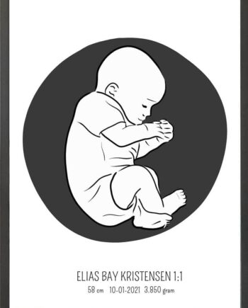 Birth Poster   Fødselsplakat  :  Fosterstilling Lyserød