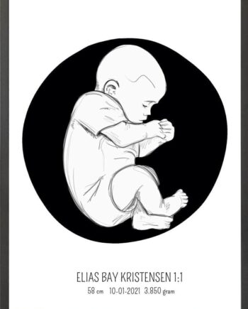 Birth Poster   Fødselsplakat  :  Fosterstilling Lyserød