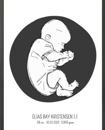 Birth Poster   Fødselsplakat  :  Fosterstilling Lyserød