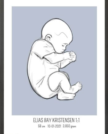 Birth Poster   Fødselsplakat  :  Fosterstilling Lyserød