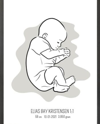 Birth Poster   Fødselsplakat  :  Fosterstilling Lyserød