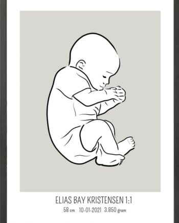 Birth Poster   Fødselsplakat  :  Fosterstilling Lyserød